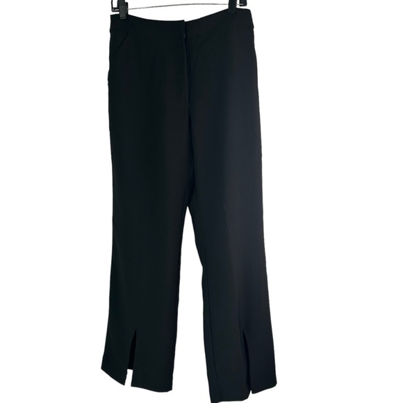 Skies Are Blue Front Slit Black Trouser Lightweight Silky Satin Pant SZ M Dressy - Picture 3 of 11